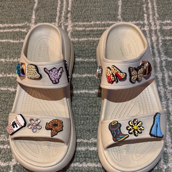 CROCS Shoes - CROCS women’s wedges with Colorful Charms